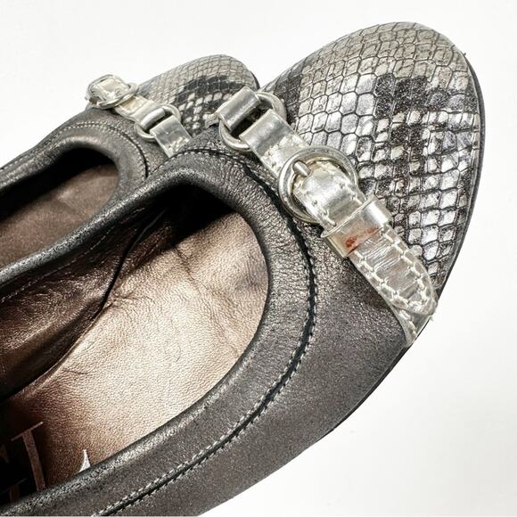 AGL Monika Snake Print Cap Toe Buckle Slip On Ballet Flats Size 37/ 7 - Picture 6 of 8